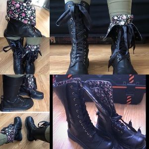Black lace up combat boots
